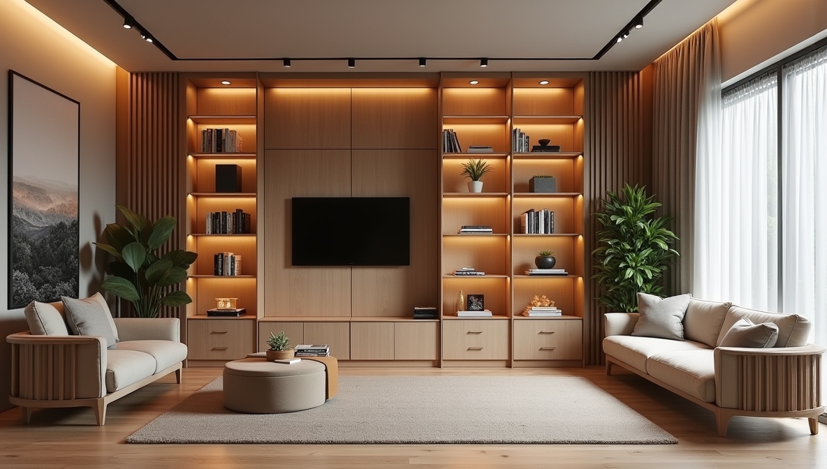 Cortinas modernas en sala de estar